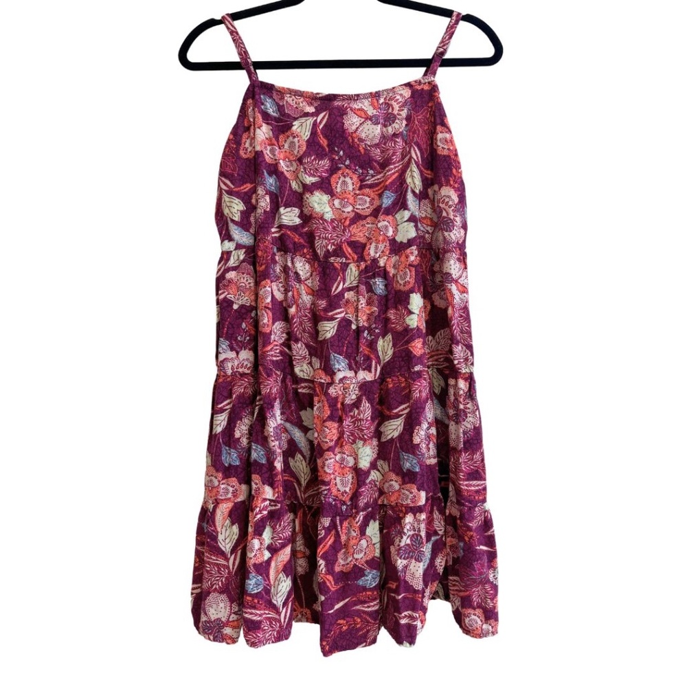 Old Navy Sleeveless Tiered Purple Pink Floral-Print Swing Dress Women’s Size XL